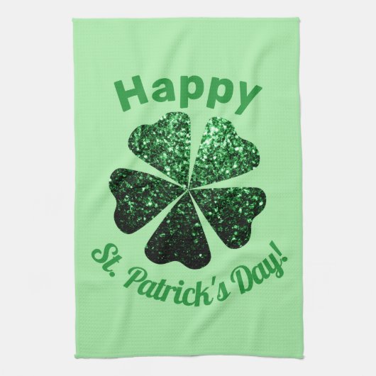 Donkere groene glitter spargel Shamrock St Patrick Theedoek (Verticaal)