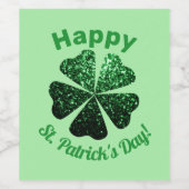 Donkere groene glitter spargel Shamrock St Patrick Wijn Etiket (Enkel label)