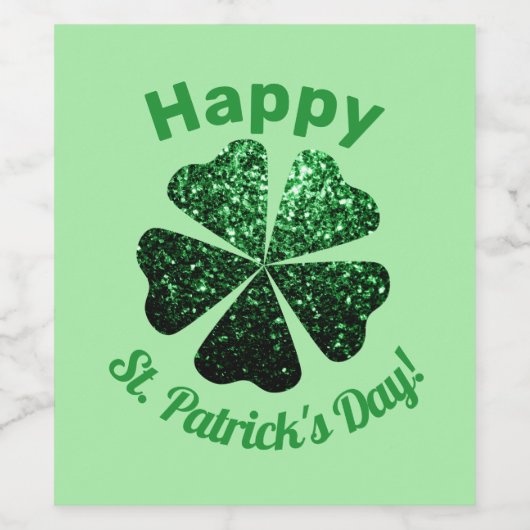 Donkere groene glitter spargel Shamrock St Patrick Wijn Etiket (Enkel label)