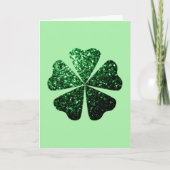Donkere groene glitter sparkeert Shamrock Clover Kaart (Voorkant)
