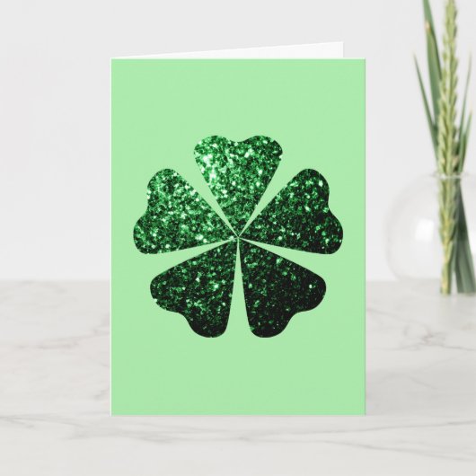 Donkere groene glitter sparkeert Shamrock Clover Kaart (Voorkant)