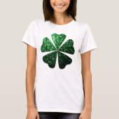 Donkere groene glitter sparkeert Shamrock Clover T-shirt (Voorkant)