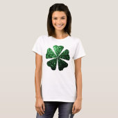 Donkere groene glitter sparkeert Shamrock Clover T-shirt (Voorkant volledig)