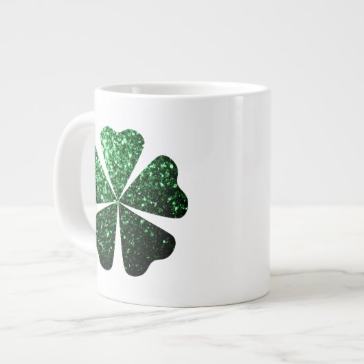 Donkere groene glitter sparren Shamrock Clovers Grote Koffiekop (Links)