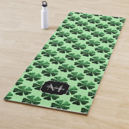 Donkere groene glitter sparren Shamrock Monogram Yogamat