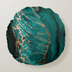 Donkere groene golven in abstracte lagen rond kussen