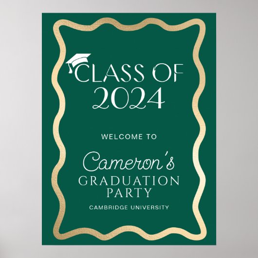 Donkere groene goud golf gratulatieparty welkom poster (Voorkant)