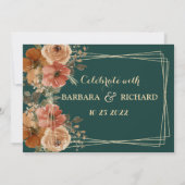 Donkere groene gouden flora Waterverf Opslagdatum Kaart (Achterkant)