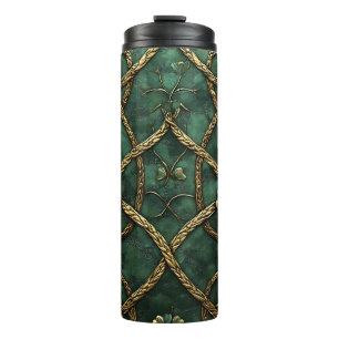 DONKERE GROENE & GOUDEN IERSE CELTISCHE KNOPEN & K THERMOSBEKER