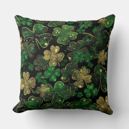 DONKERE GROENE & GOUDEN IERSE THEMA GLITTER-UITERL KUSSEN