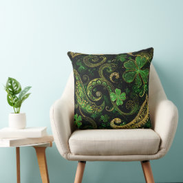 DONKERE GROENE & GOUDEN IERSE THEMA GLITTER-UITERL KUSSEN