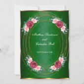 Donkere groene gouden roze rode bloemen Klassiek Kaart (Achterkant)