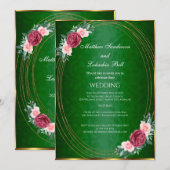 Donkere groene gouden roze rode bloemen Klassiek Kaart (Voorkant / Achterkant)