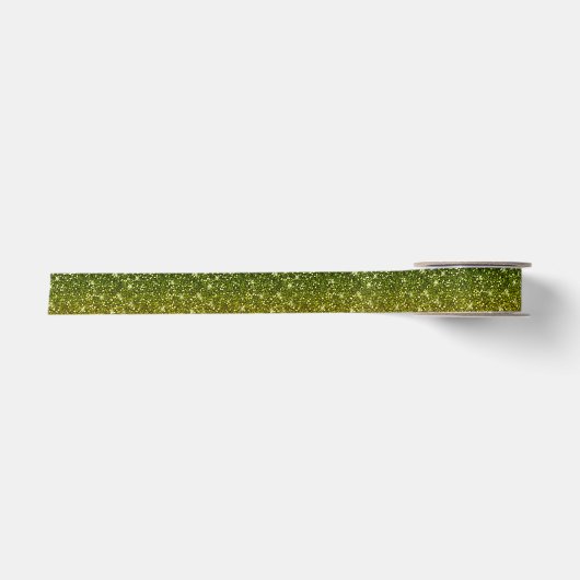 Donkere groene goudglitters satijnen lint (Voorkant)