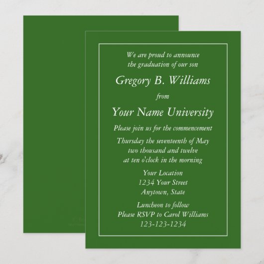 Donkere groene gradatie-uitnodigingen of aankondig kaart (Voorkant / Achterkant)