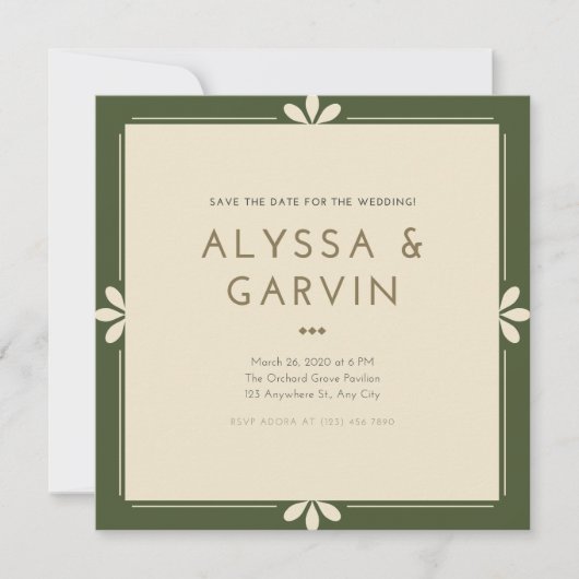 Donkere groene grens sparen de Verzoek van de Datu Save The Date (Voorkant)