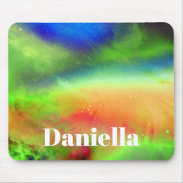 Donkere groene holografische hemel met aangepaste  muismat