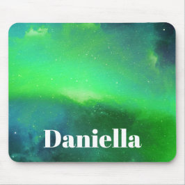 Donkere groene holografische hemel met aangepaste  muismat