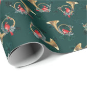 Donkere groene kerstmuziekkardinalen in de Post Ho Cadeaupapier (Rol Hoek)