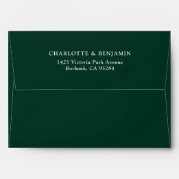 Donkere groene moderne aangepaste bruiloft 5.25x7. envelop