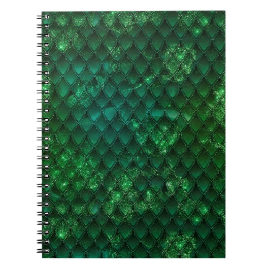 Donkere groene ombre en sparkles Drakenschalen Notitieboek (Voorkant)