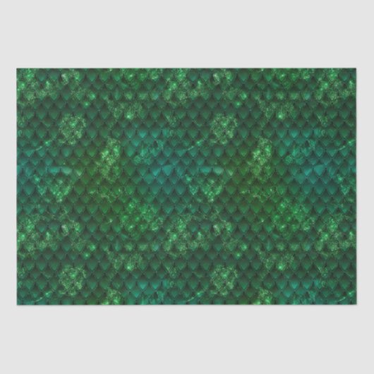 Donkere groene ombre en sparkles Drakenschalen Tissuepapier (Voorkant)