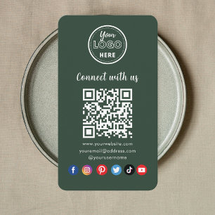 Donkere groene QR-code Verbind ons met sociale med Visitekaartje