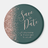 Donkere groene roze gouden glitterscript Sla de da Magneet (Voorkant)