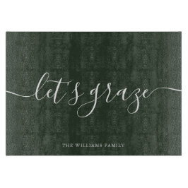 Donkere groene scriptbewerkingskaart voor Charcute Snijplank