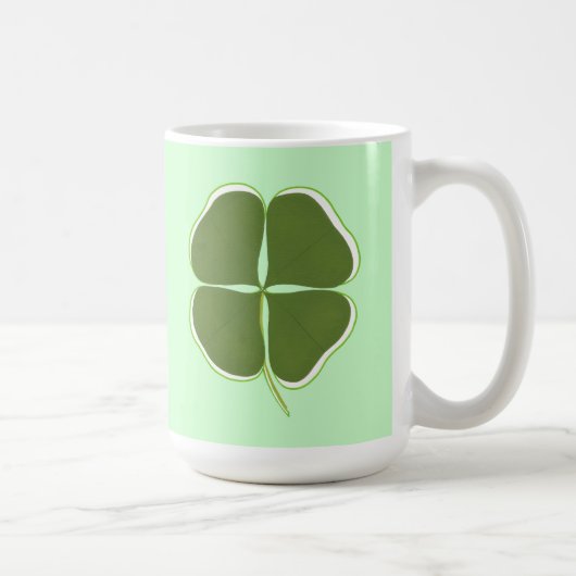 Donkere groene shamrock, vier mokken met lederklav (Rechts)