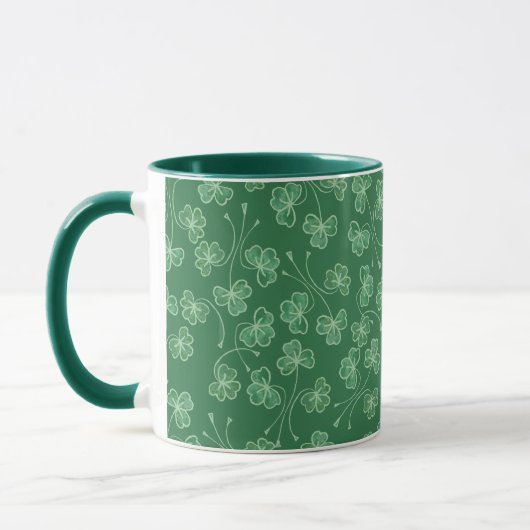 Donkere groene Shamrocks Pattern Ringer Mok (Links)