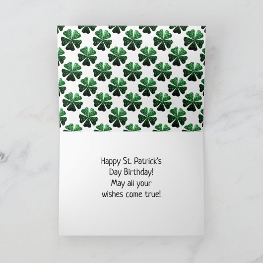 Donkere groene sparken Shamrock St Patricks Birthd Kaart (Binnen)