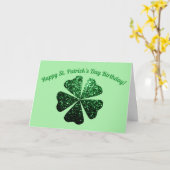 Donkere groene sparken Shamrock St Patricks Birthd Kaart (Gele Bloem)