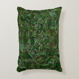 Donkere groene spiraaltjes transparant op gekleurd accent kussen