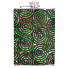 Donkere groene spiraaltjes transparant op gekleurd heupfles