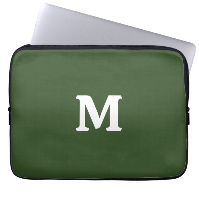 Donkere, groene, stevige kleur laptop sleeve (Voorkant)