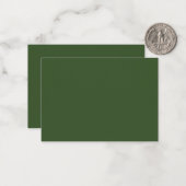 Donkere, groene, stevige kleur notitiekaartje (Voorkant / Achterkant in situ)