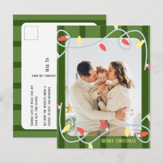 Donkere groene stripper voor kerstkaart aankondigingskaart (Voorkant / Achterkant)