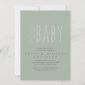 Donkere groene typografie moderne baby shower kaart (Voorkant)