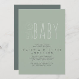 Donkere groene typografie moderne baby shower kaart