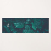 Donkere groene visblad waterdruppels Monogram Yogamat (Voorkant (horizontaal))