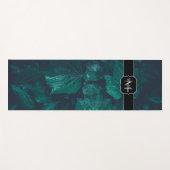 Donkere groene visblad waterdruppels Monogram Yogamat (Voorkant (horizontaal))