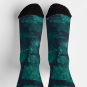 Donkere groene visblad waterdruppels sokken (Top)