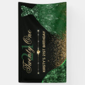 Donkere groene Waterverf Dress 21st verjaardag Spandoek (Verticaal)