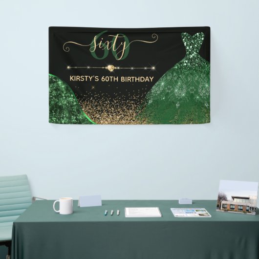 Donkere groene Waterverf Dress Birthday Spandoek (Beurs)