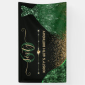 Donkere groene Waterverf Dress Birthday Spandoek (Verticaal)