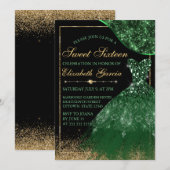 Donkere groene Waterverf Dress & wave border Sweet Kaart (Voorkant / Achterkant)