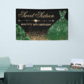 Donkere groene Waterverf Dress & wave border Sweet Spandoek (Beurs)