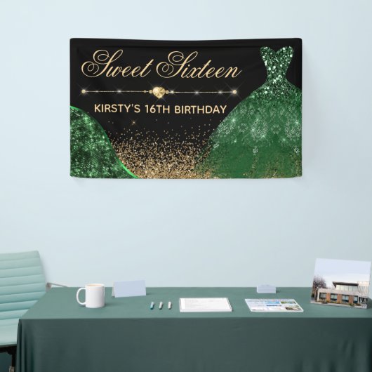 Donkere groene Waterverf Dress & wave border Sweet Spandoek (Beurs)