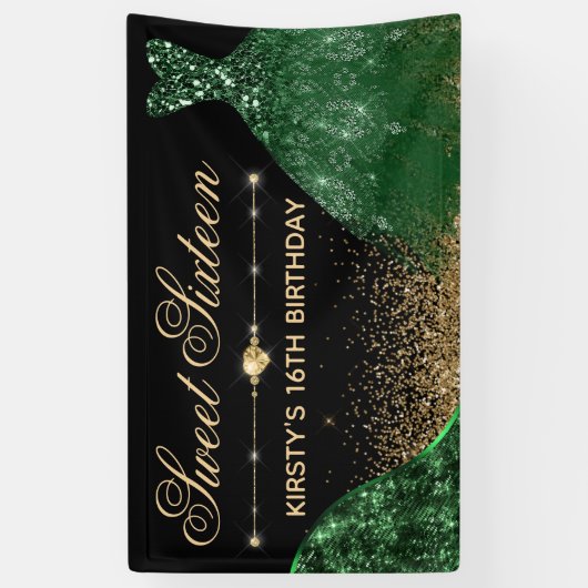 Donkere groene Waterverf Dress & wave border Sweet Spandoek (Verticaal)